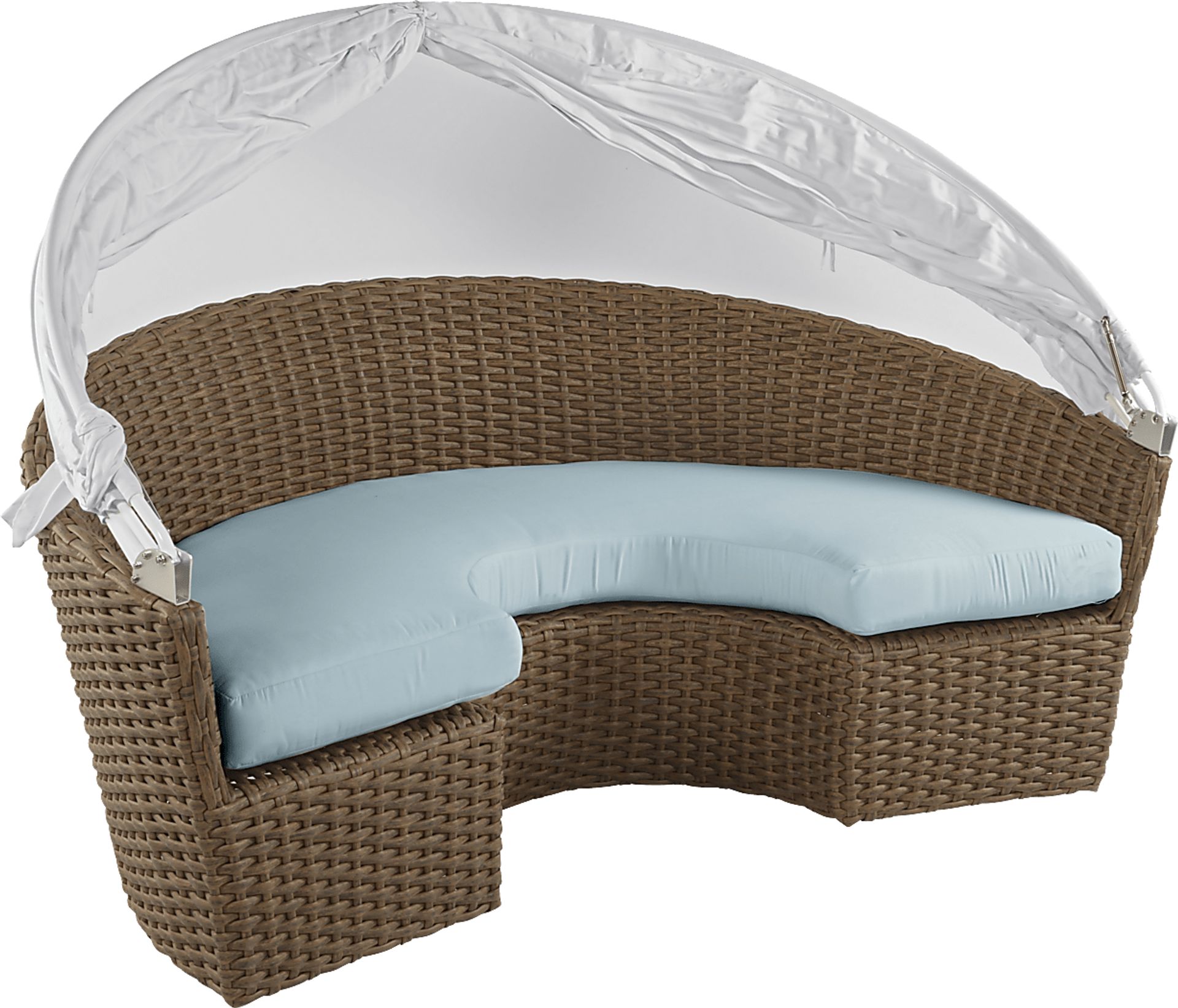Palisades Brown Outdoor Daybed with Blue Cushions - Image 8