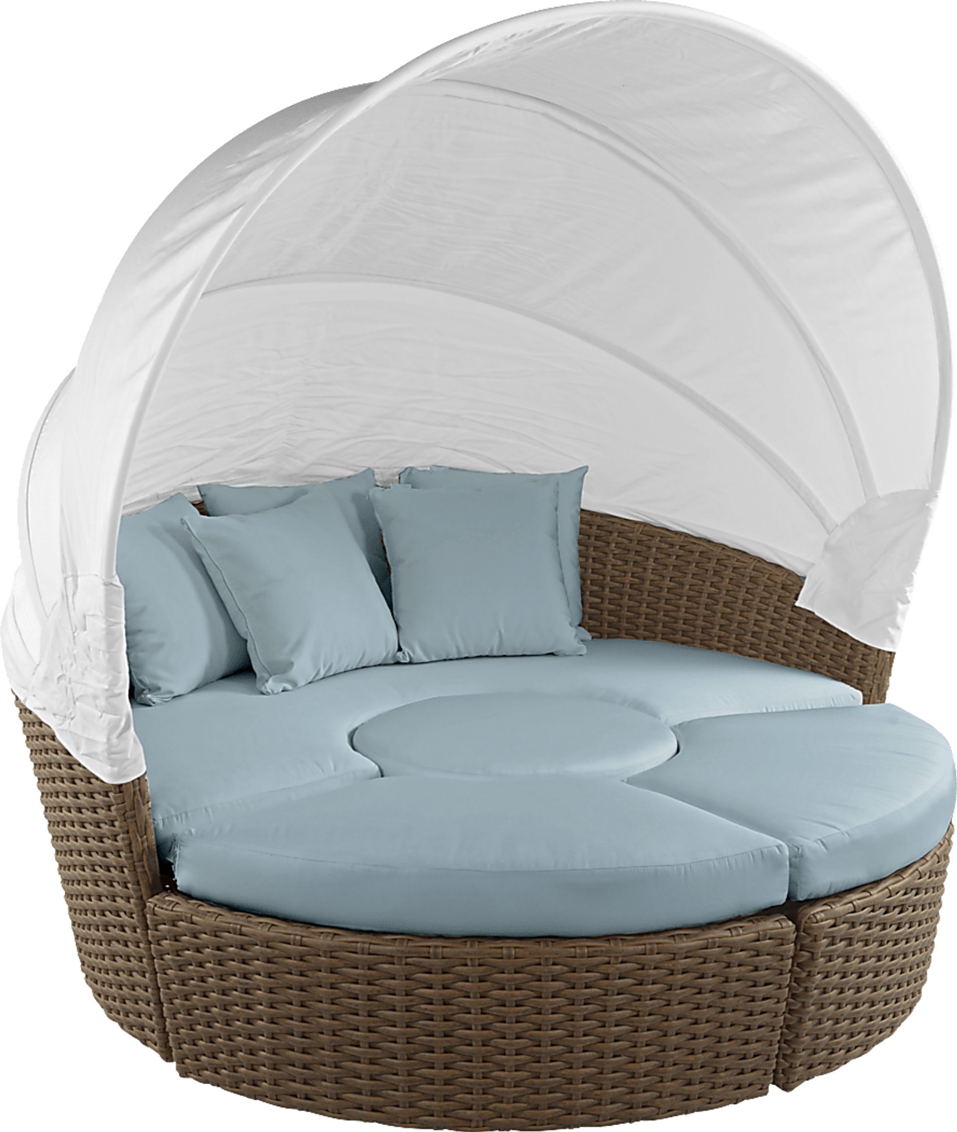 Palisades Brown Outdoor Daybed with Blue Cushions - Image 1