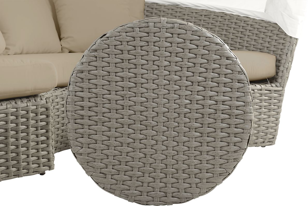 Palisades Gray Outdoor Daybed with Heather Beige Cushions