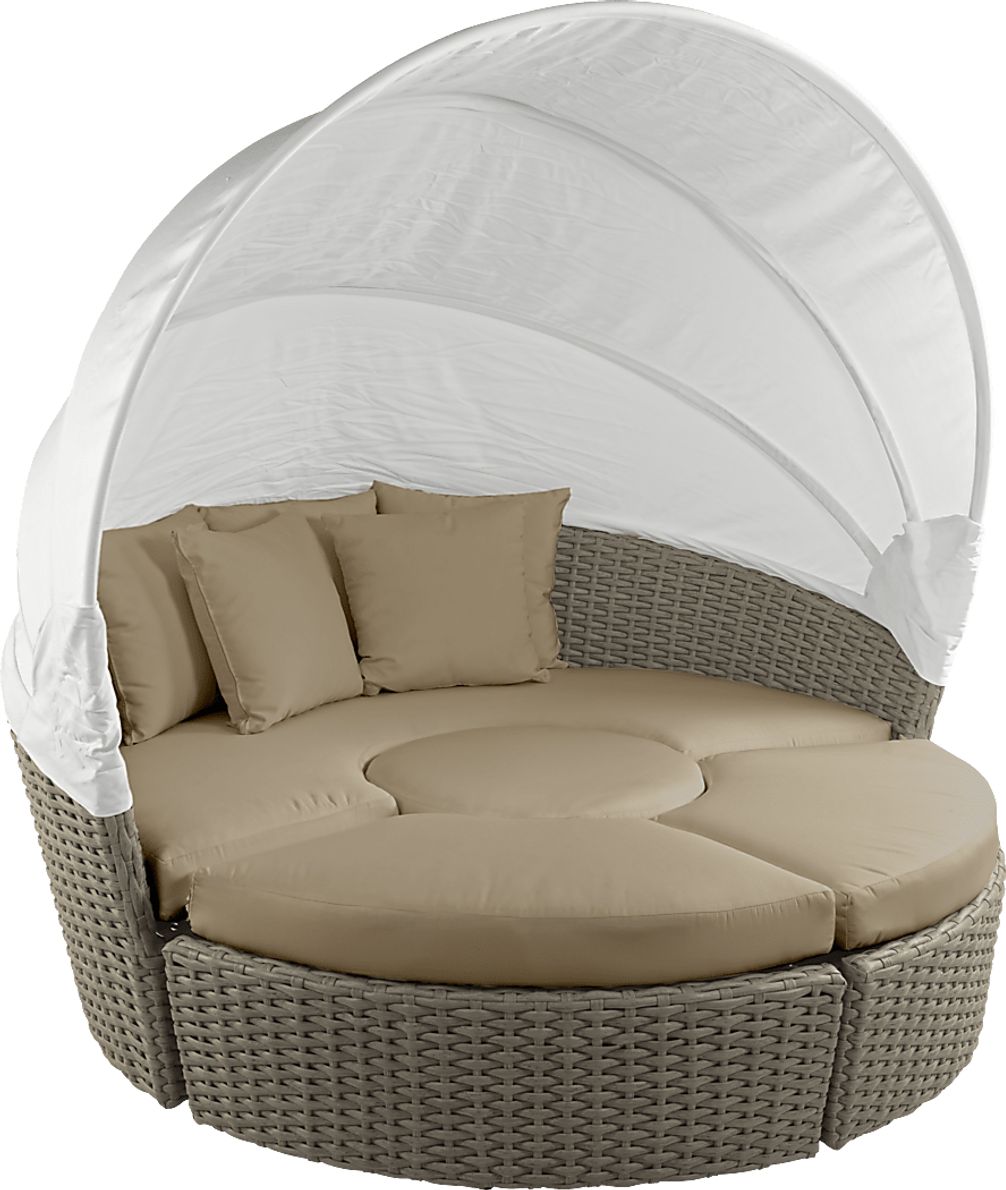 Palisades Gray Outdoor Daybed with Heather Beige Cushions