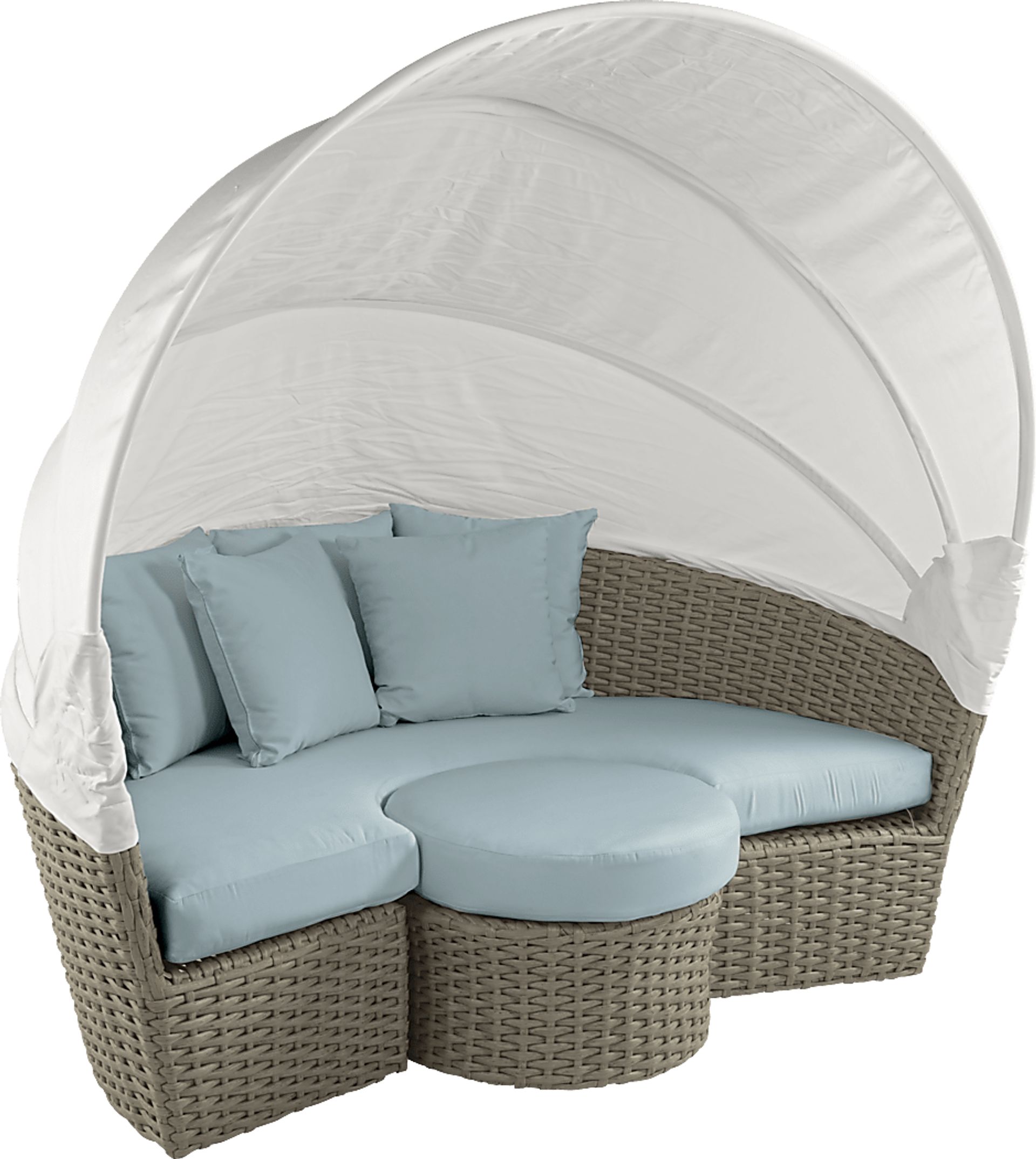 Palisades Gray Outdoor Daybed with Blue Cushions - Image 3
