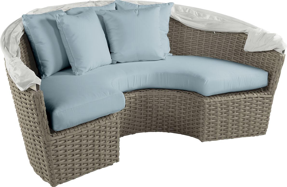 Palisades Gray Outdoor Daybed with Blue Cushions