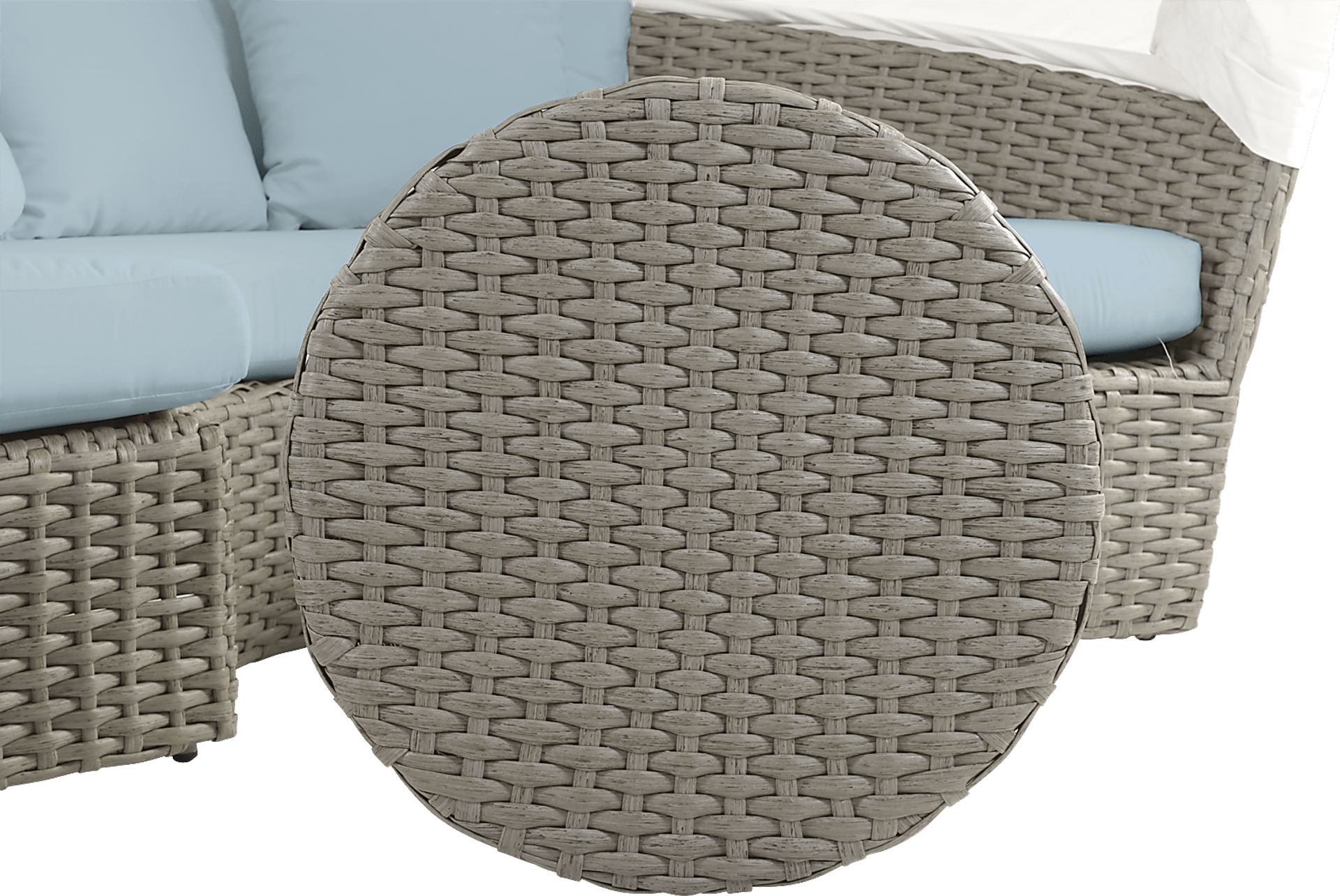 Palisades Gray Outdoor Daybed with Blue Cushions - Image 6