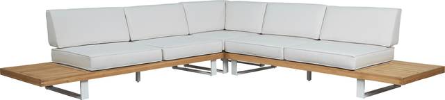 Platform 3 Pc Outdoor Sectional with White Sand Cushions - Thumbnail - Image 3