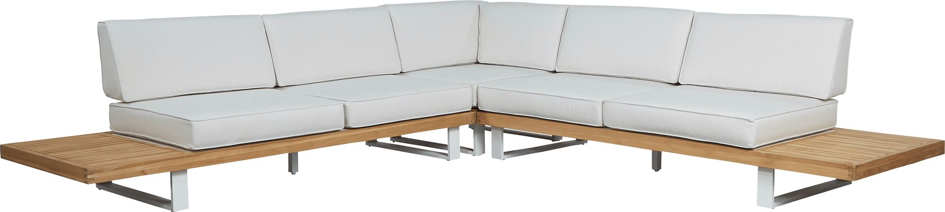 Platform 3 Pc Outdoor Sectional with White Sand Cushions - Image 3