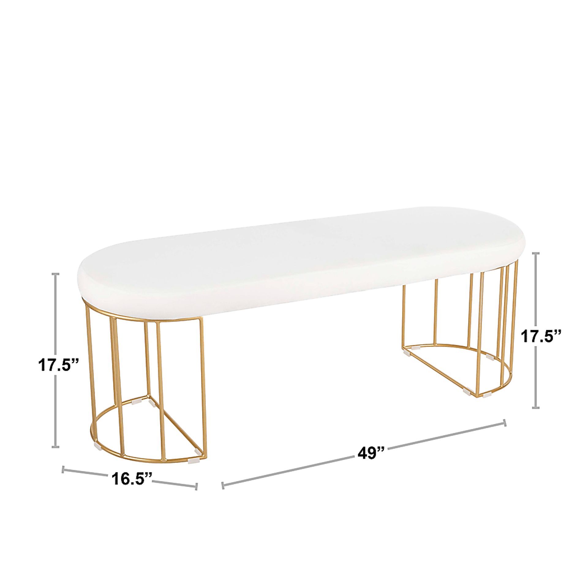 Filia White Velvet Bench - Image 2