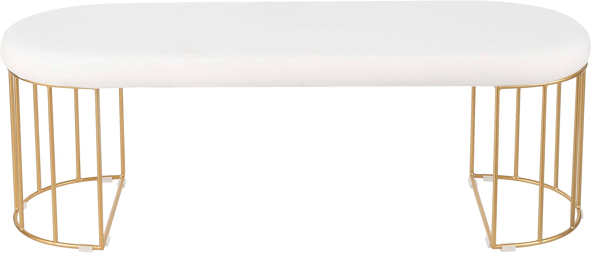 Filia White Velvet Bench - Image 3