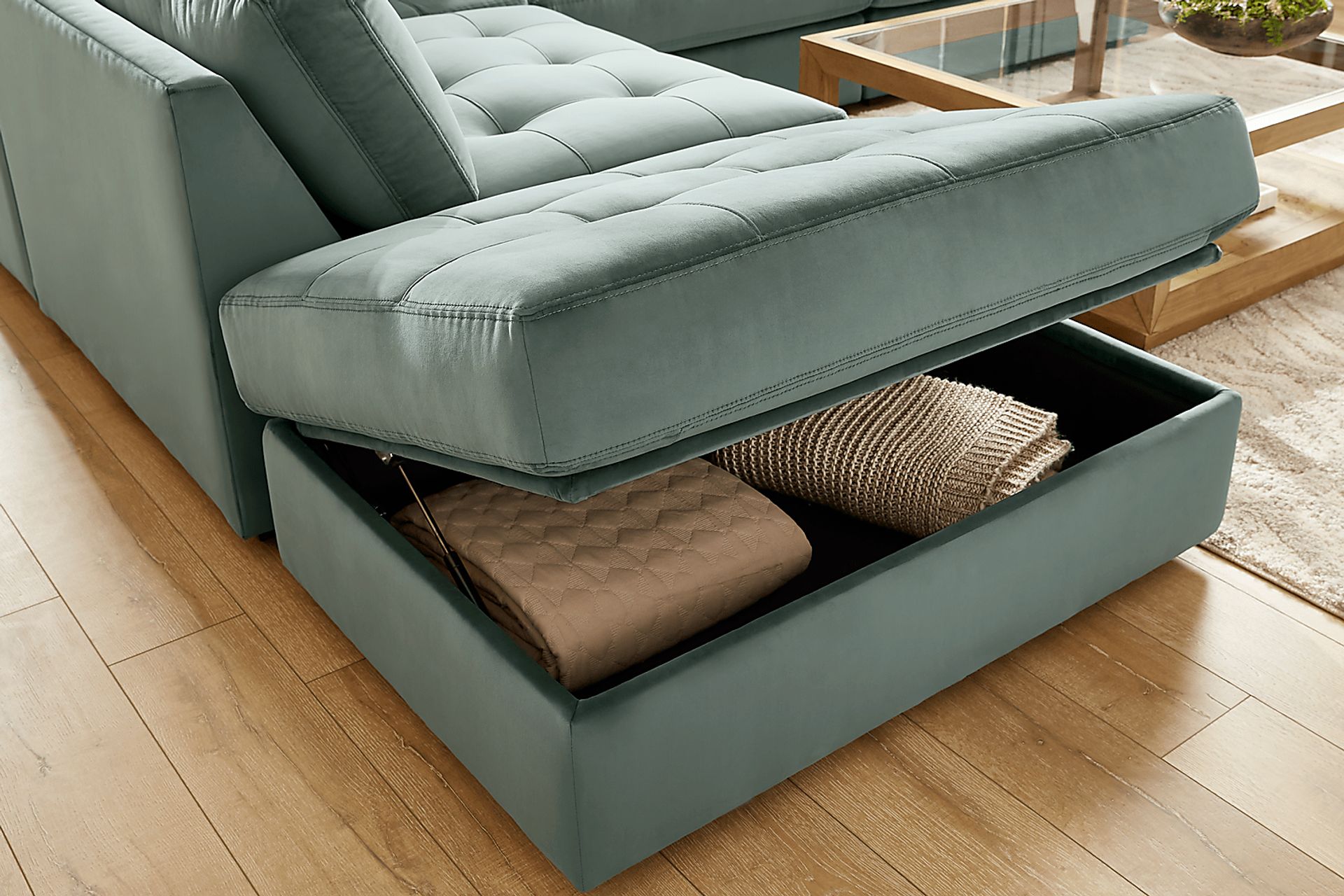 Filmore Evergreen Storage Ottoman - Image 4