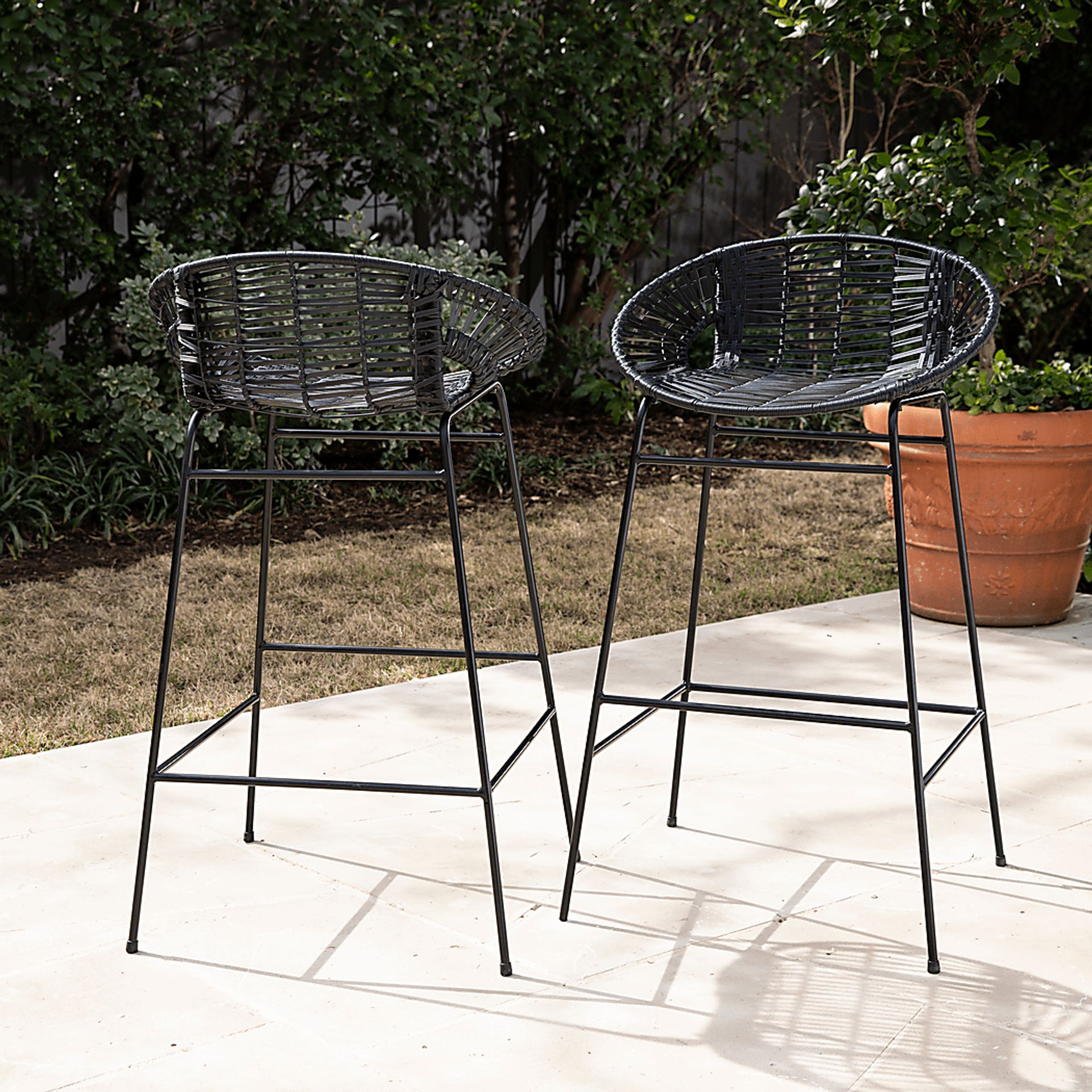 Filoi Black Outdoor Barstool, Set of 2 - Image 2