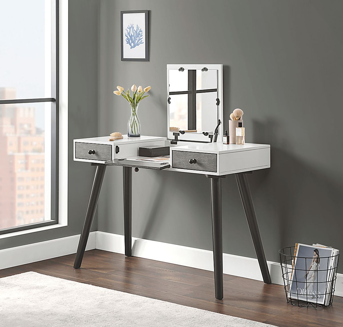 Finkbines White Colors,White Vanity Table | Rooms to Go
