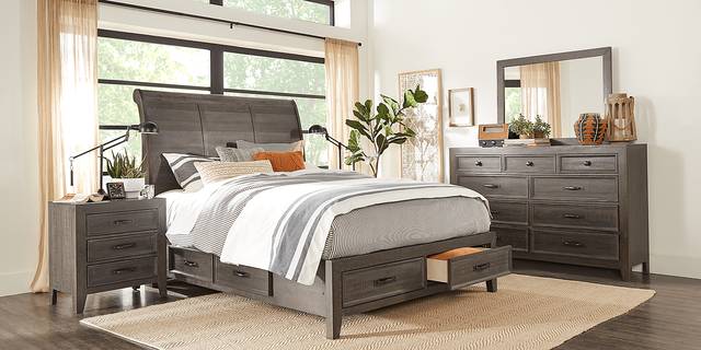 Finlay Espresso 5 Pc King Sleigh Bedroom with Storage - Thumbnail - Image 2