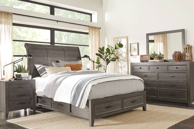 Finlay Espresso 5 Pc King Sleigh Bedroom with Storage - Thumbnail - Image 1