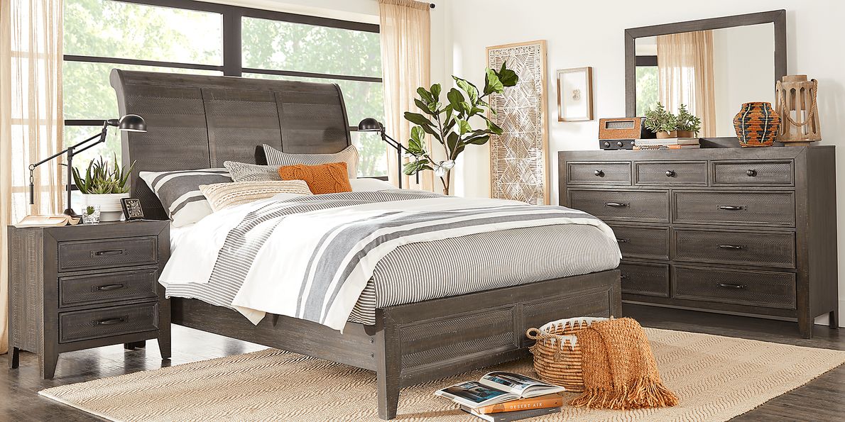 Finlay 5 Pc Espresso Dark Wood Queen Bedroom Set With Dresser, Mirror ...