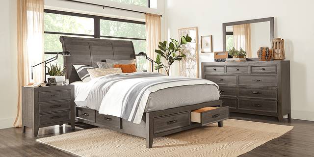 Finlay Espresso 5 Pc Queen Sleigh Bedroom with Storage - Thumbnail - Image 2
