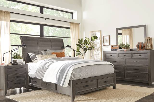 Finlay Espresso 5 Pc Queen Sleigh Bedroom with Storage - Thumbnail - Image 1