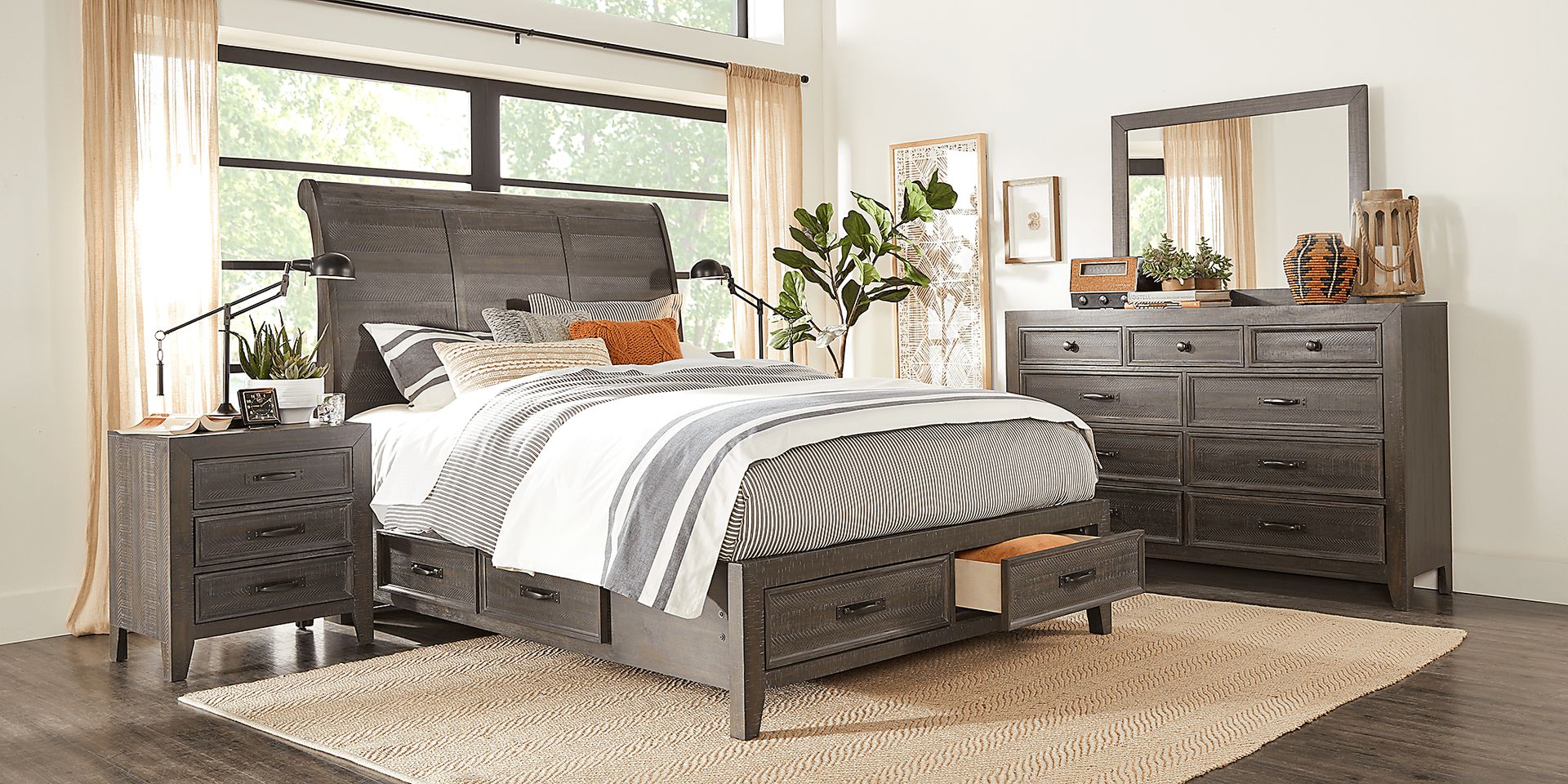Finlay Espresso 8 Pc Queen Sleigh Bedroom with Storage - Image 2