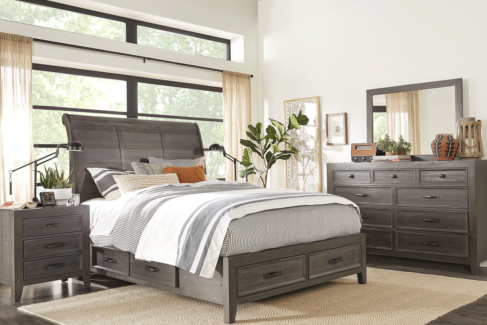Finlay Espresso 8 Pc Queen Sleigh Bedroom with Storage - Image 1