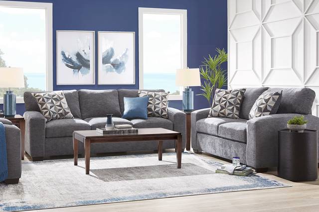 Finley Point Granite 7 Pc Living Room with Gel Foam Sleeper Sofa - Thumbnail - Image 1
