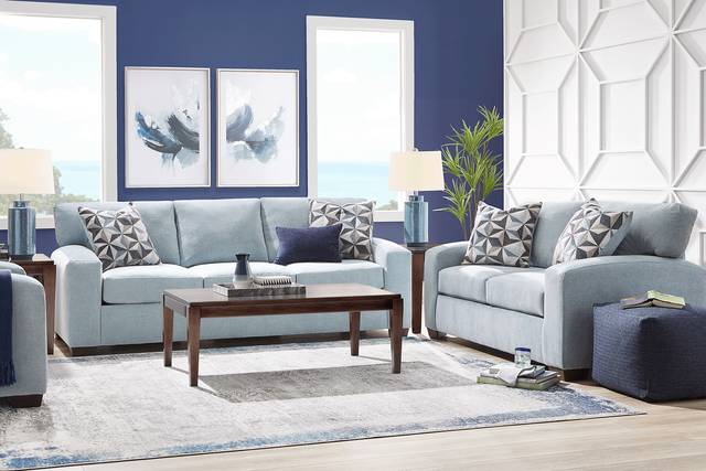 Finley Point Seafoam 7 Pc Living Room with Gel Foam Sleeper Sofa - Thumbnail - Image 1
