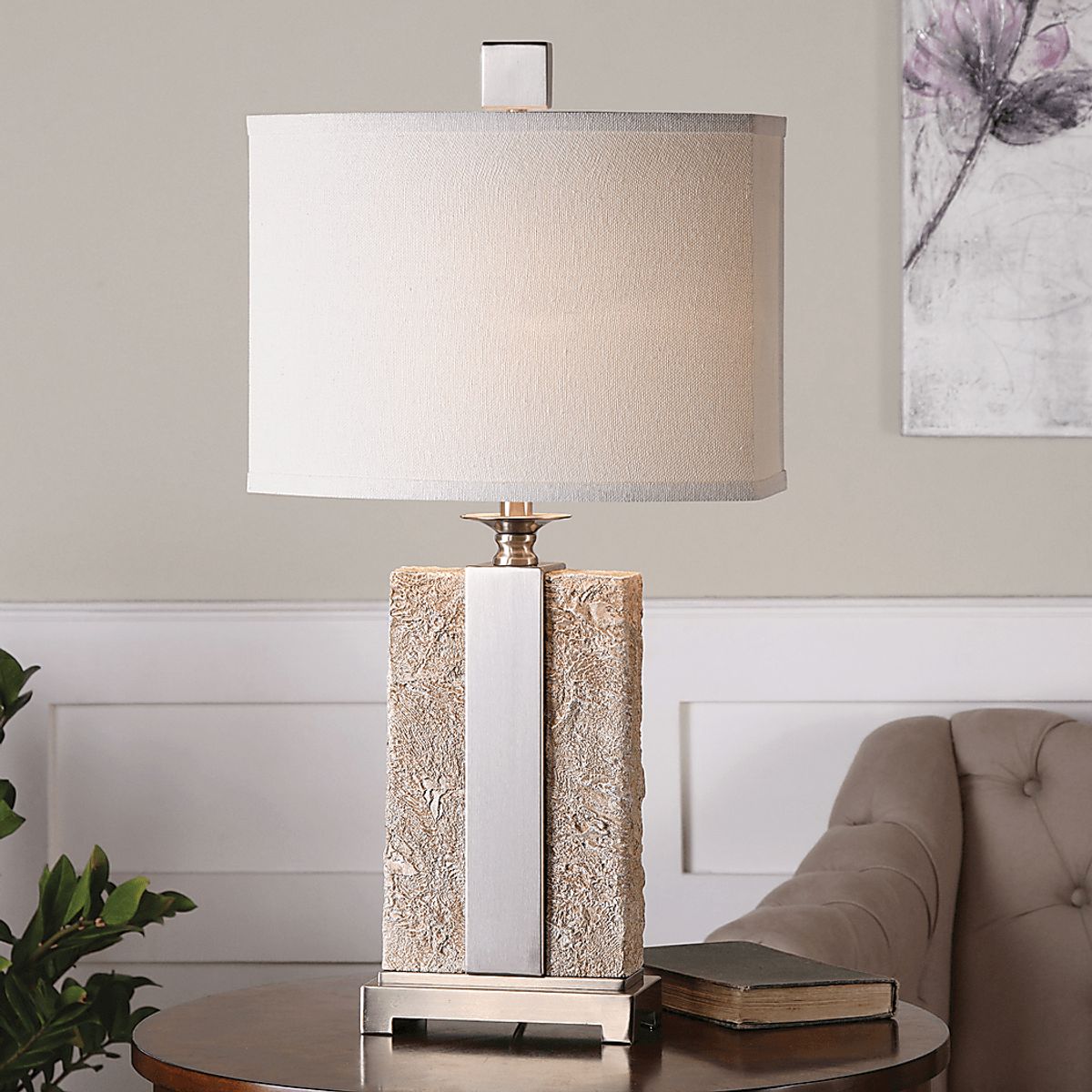 Finn Post Ivory Beige Table Lamp | Rooms to Go