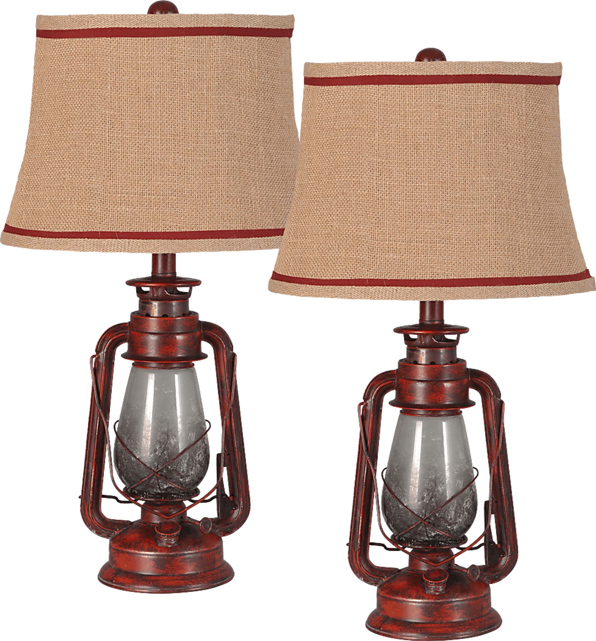 Fintry Place Red Table Lamps, Set of 2 - Image 1