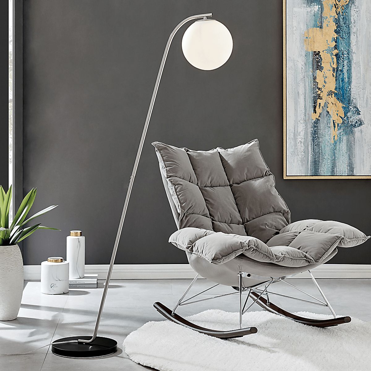 Fiore Point Silver Gray Floor Lamp | Rooms to Go