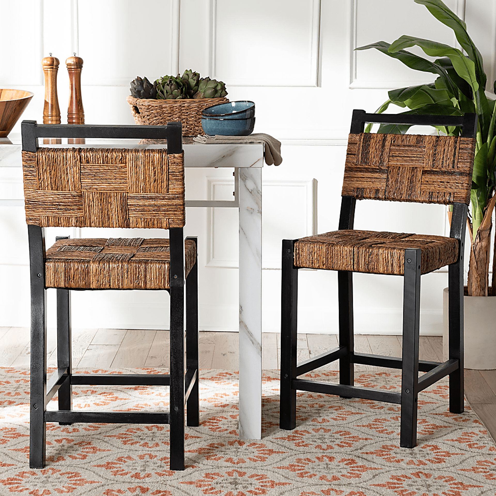 Firecasty Brown and Black Counter Height Stool, Set of 2 - Image 2