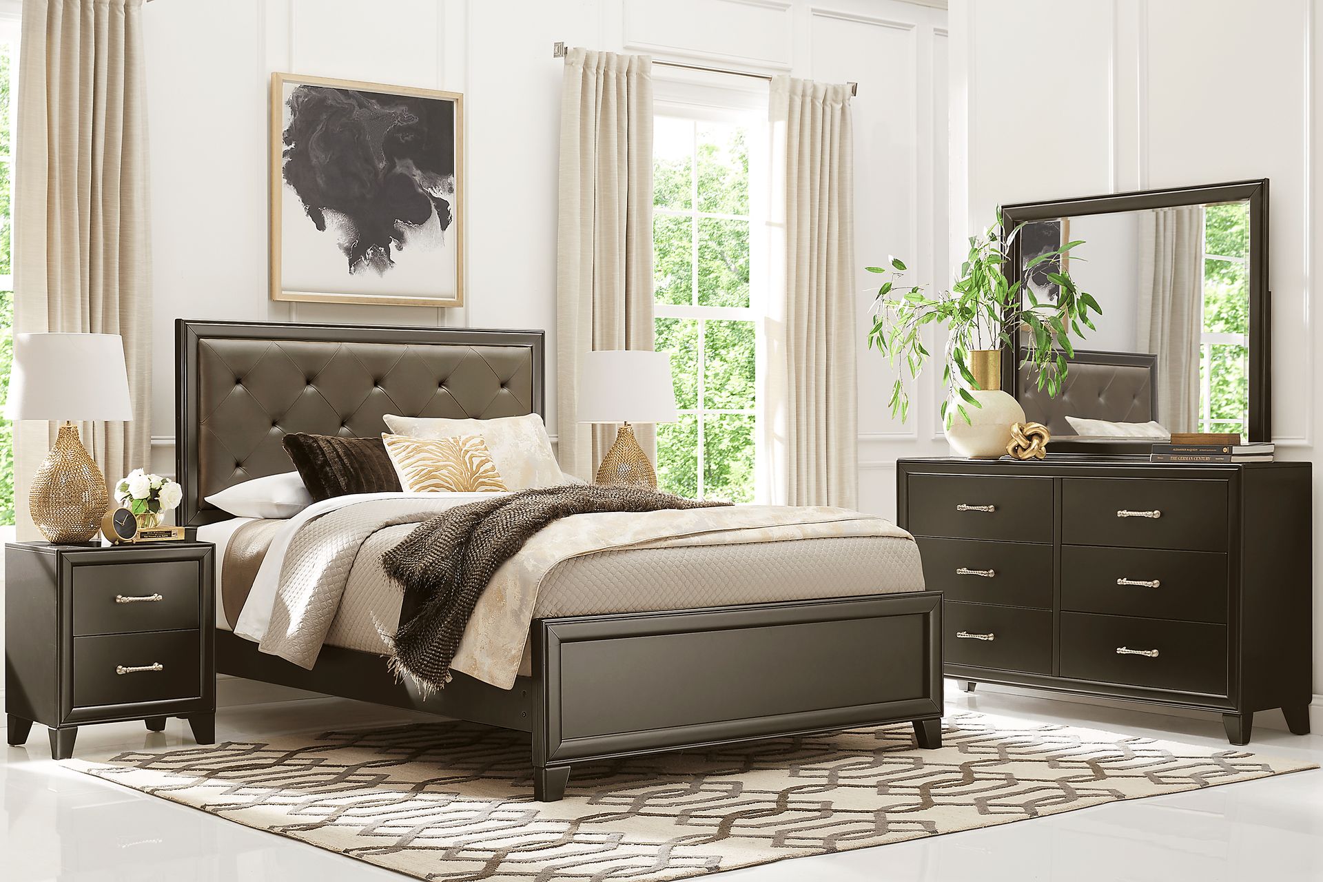 First Avenue Charcoal 3 Pc Queen Upholstered Bed - Image 2