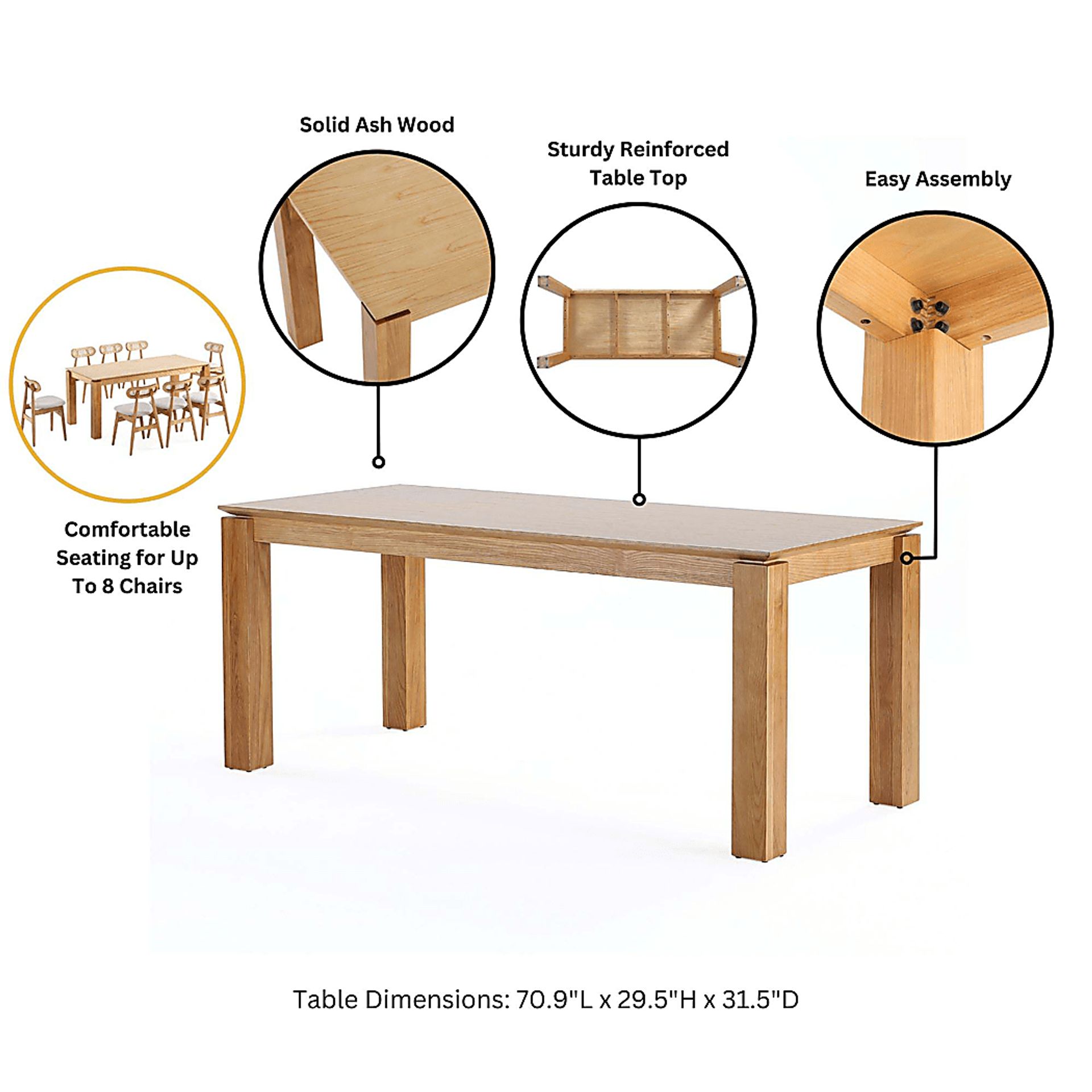 Fischbeck Natural and Blue 7 Pc Dining Table Set - Image 5