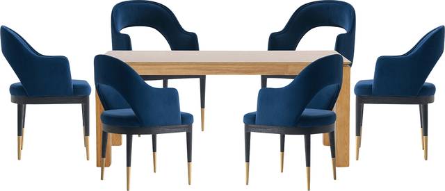Fischbeck Natural and Blue 7 Pc Dining Table Set - Thumbnail - Image 1