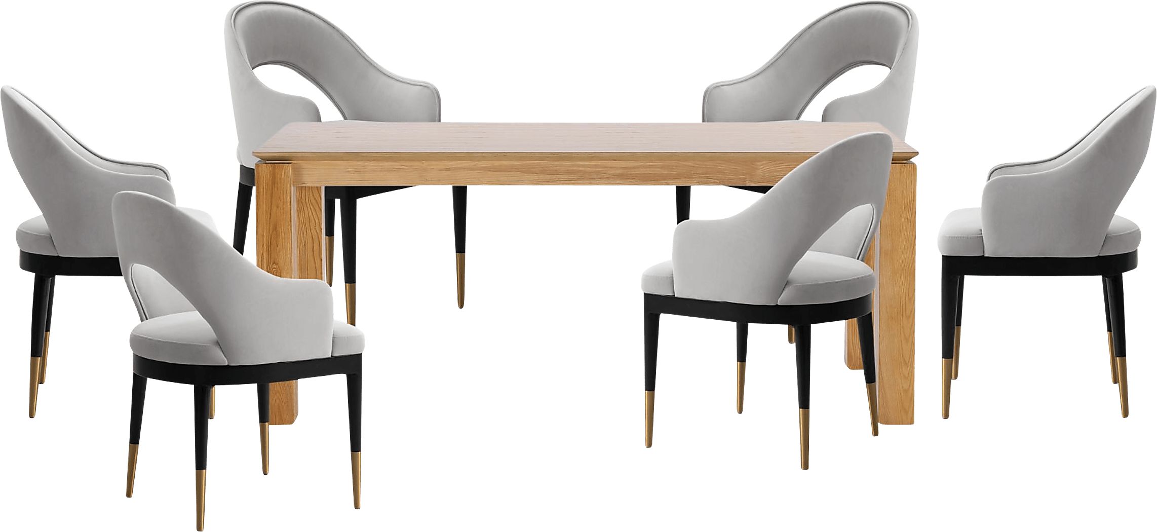 Fischbeck Natural and Light Gray 7 Pc Dining Table Set