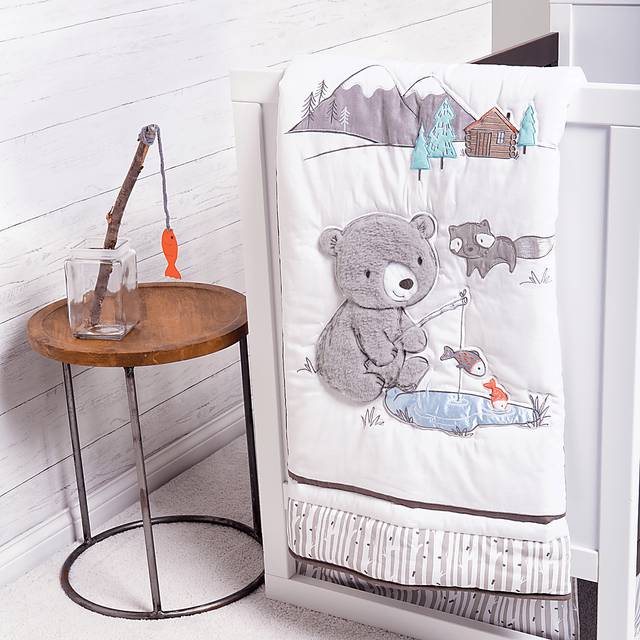 Fishing Friends Gray 3 Pc Baby Bedding Set - Thumbnail - Image 8