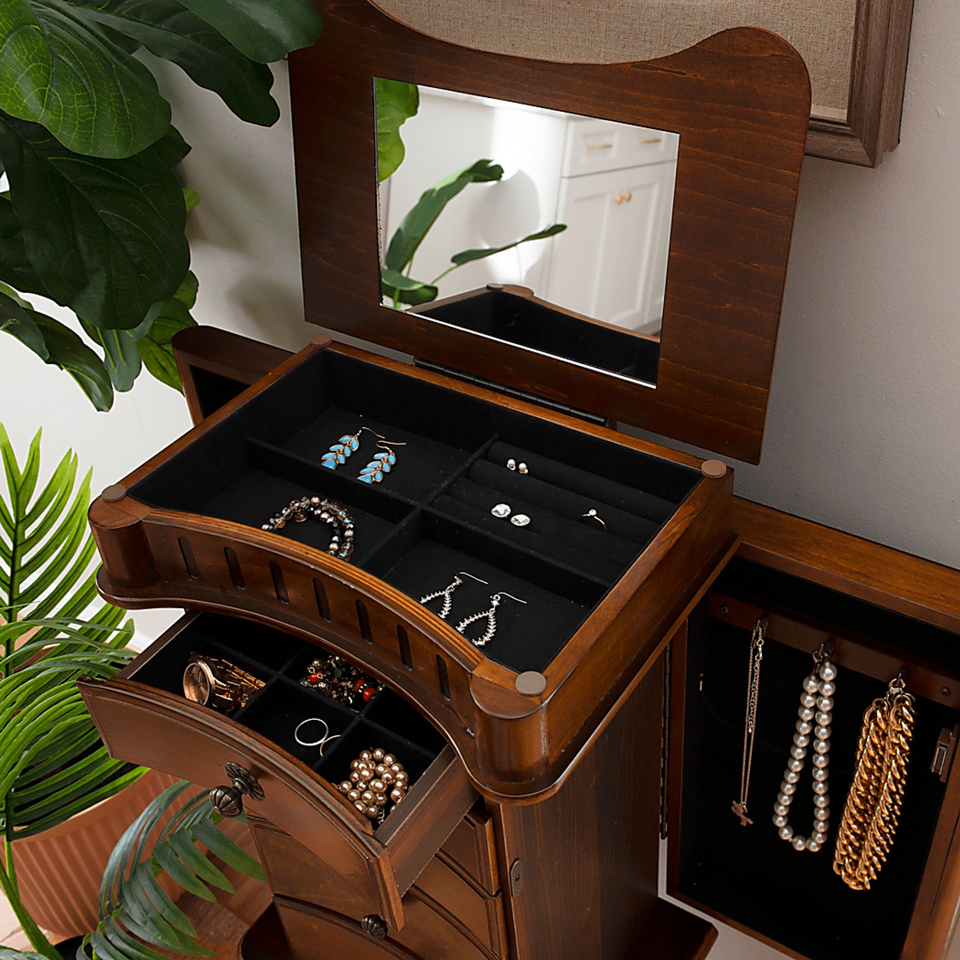 Fitchway Brown Jewelry Armoire - Image 4