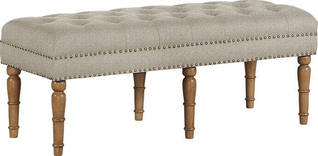 Fittonia Beige Upholstered Bench - Thumbnail - Image 1