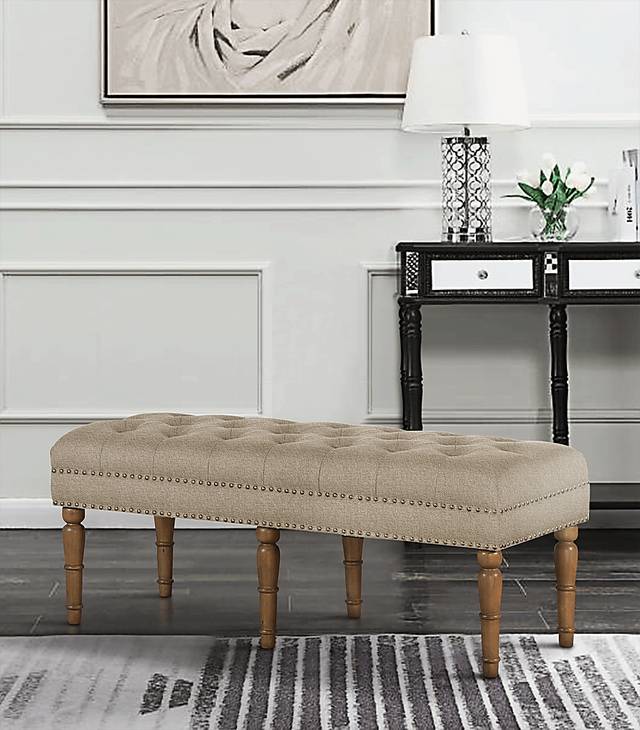 Fittonia Brown Upholstered Bench - Thumbnail - Image 4