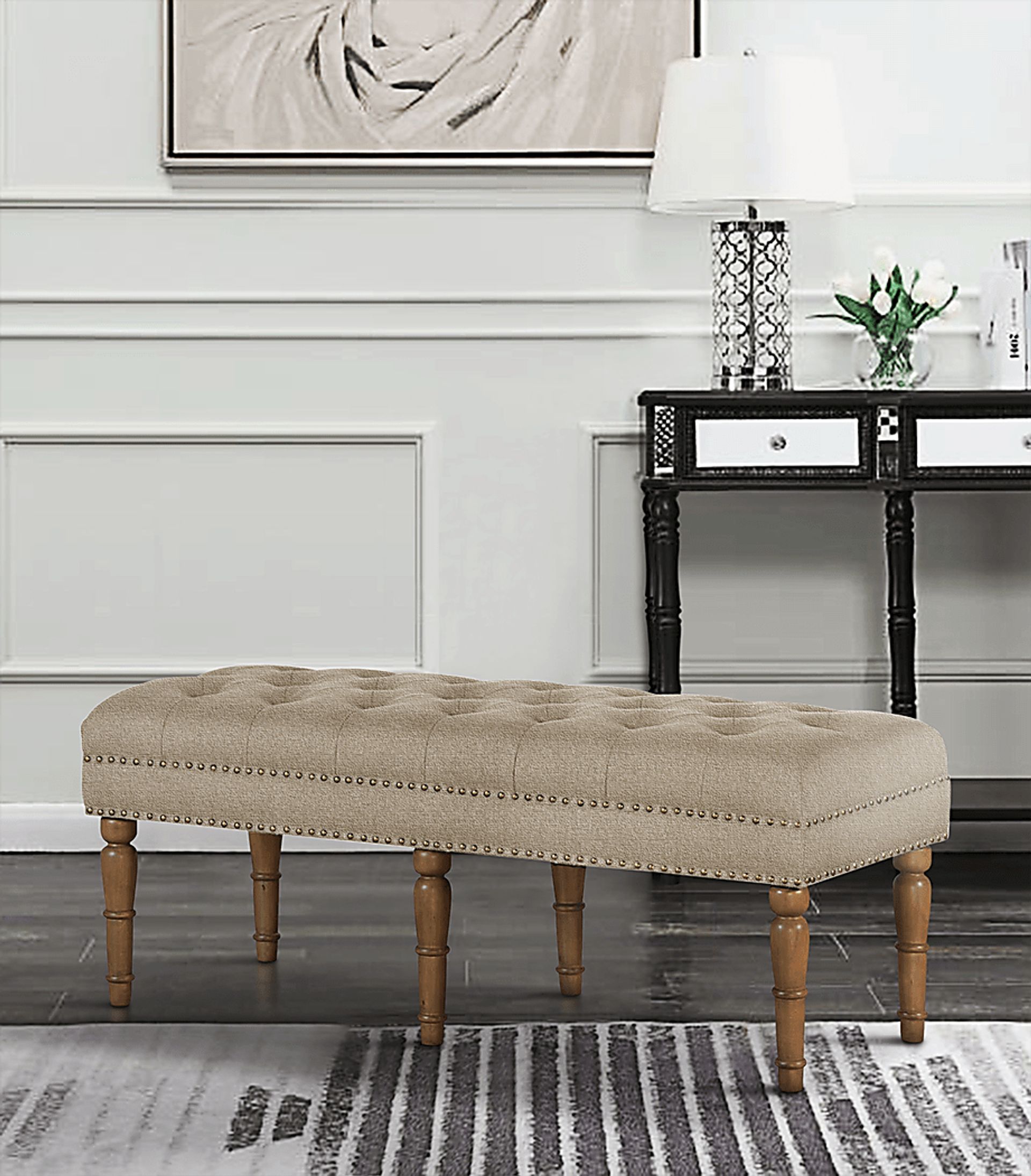 Fittonia Brown Upholstered Bench - Image 4