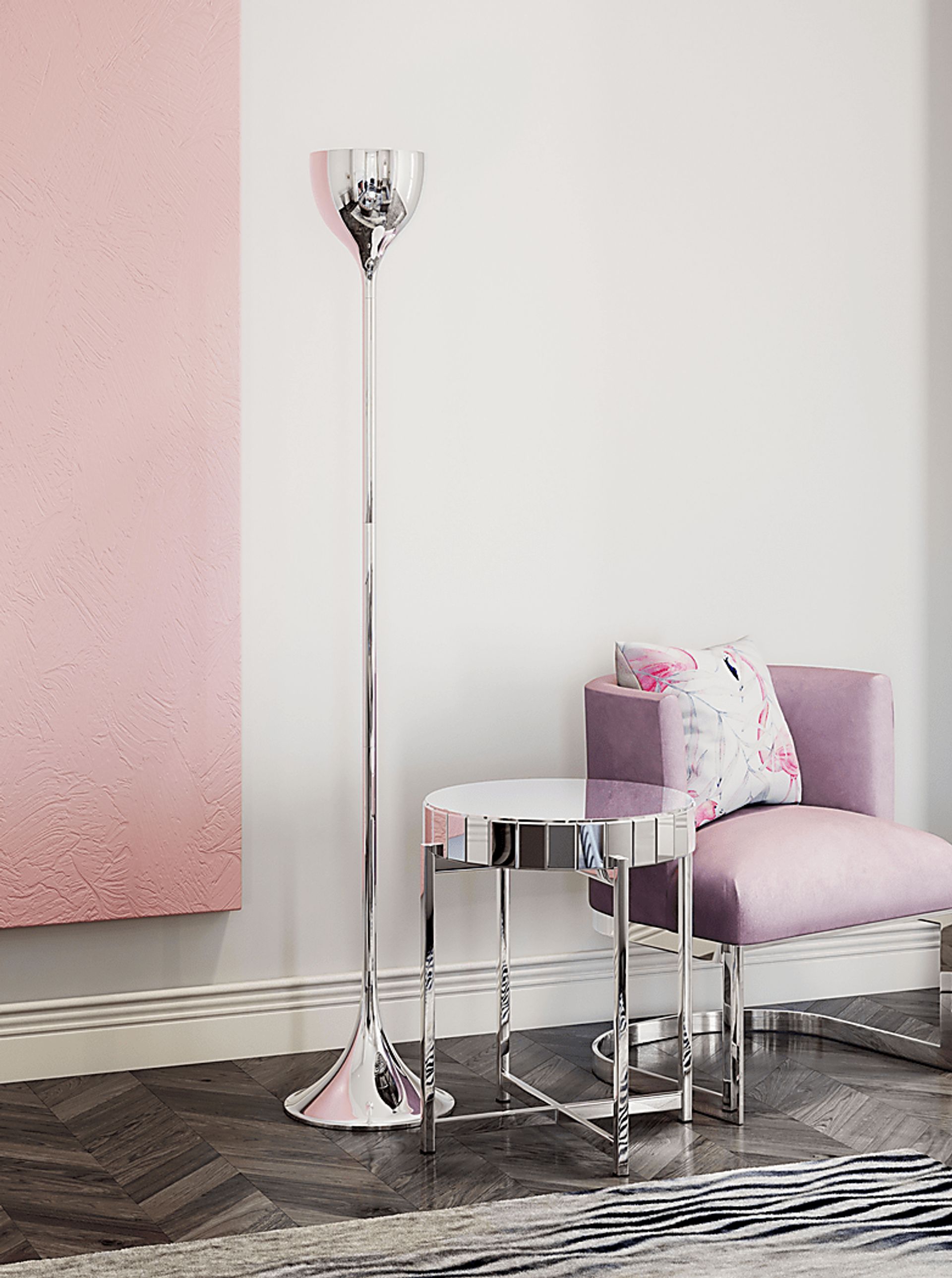Flamingo Wave Chrome Floor Lamp - Image 2