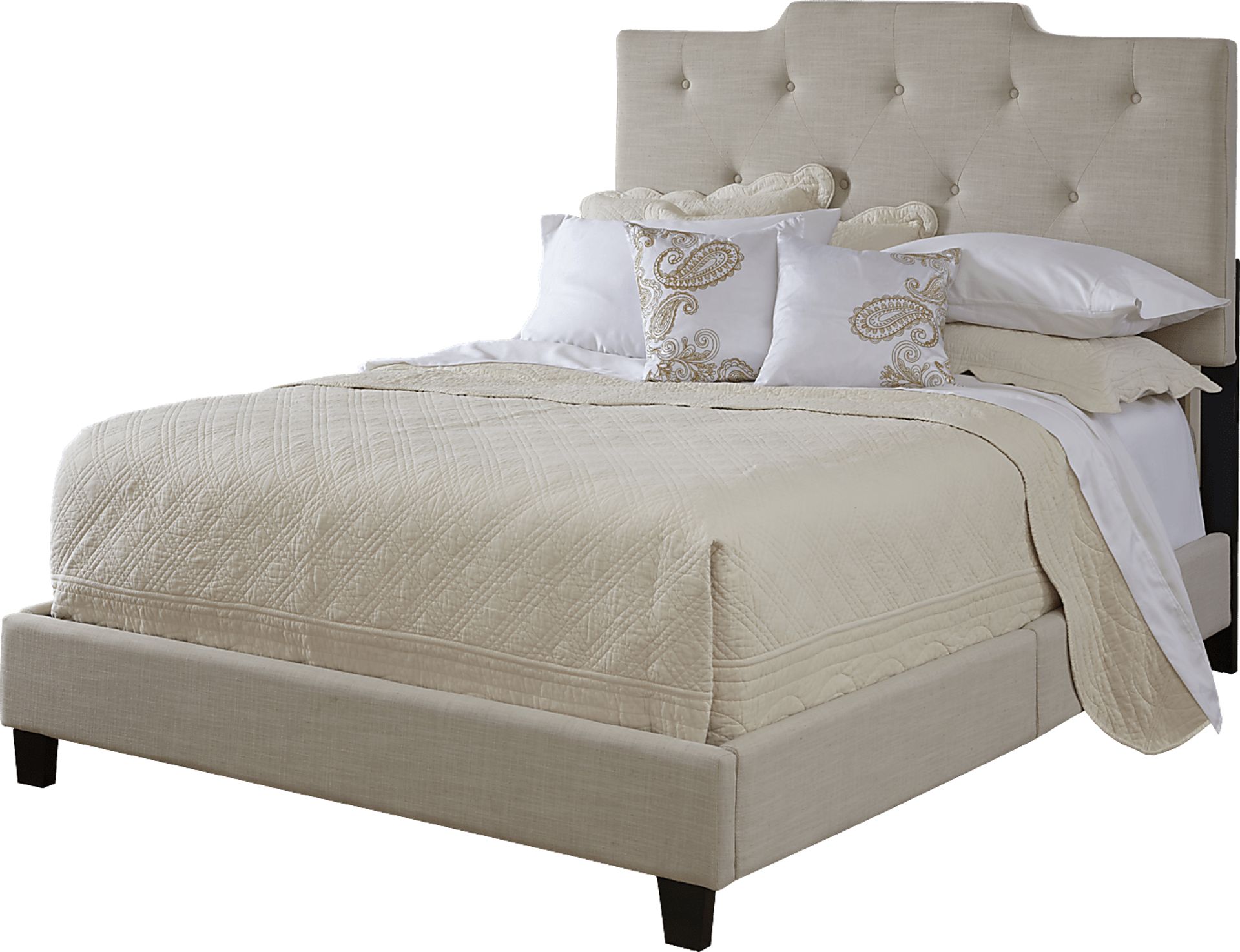 Flannery Beige Queen Upholstered Bed - Image 4