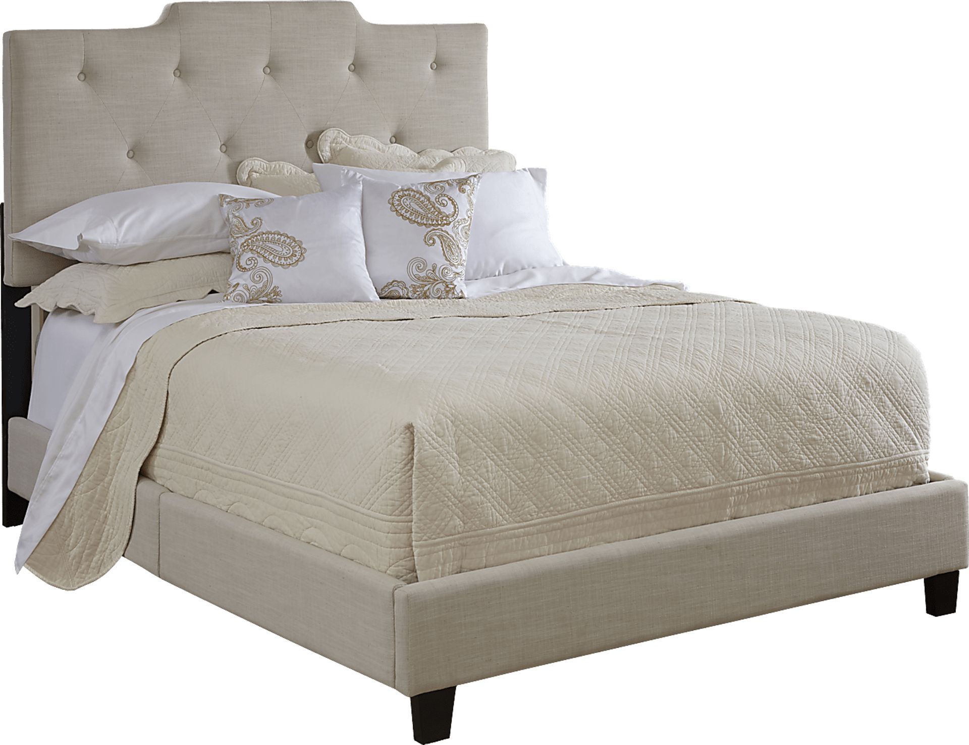 Flannery Beige Queen Upholstered Bed - Image 1