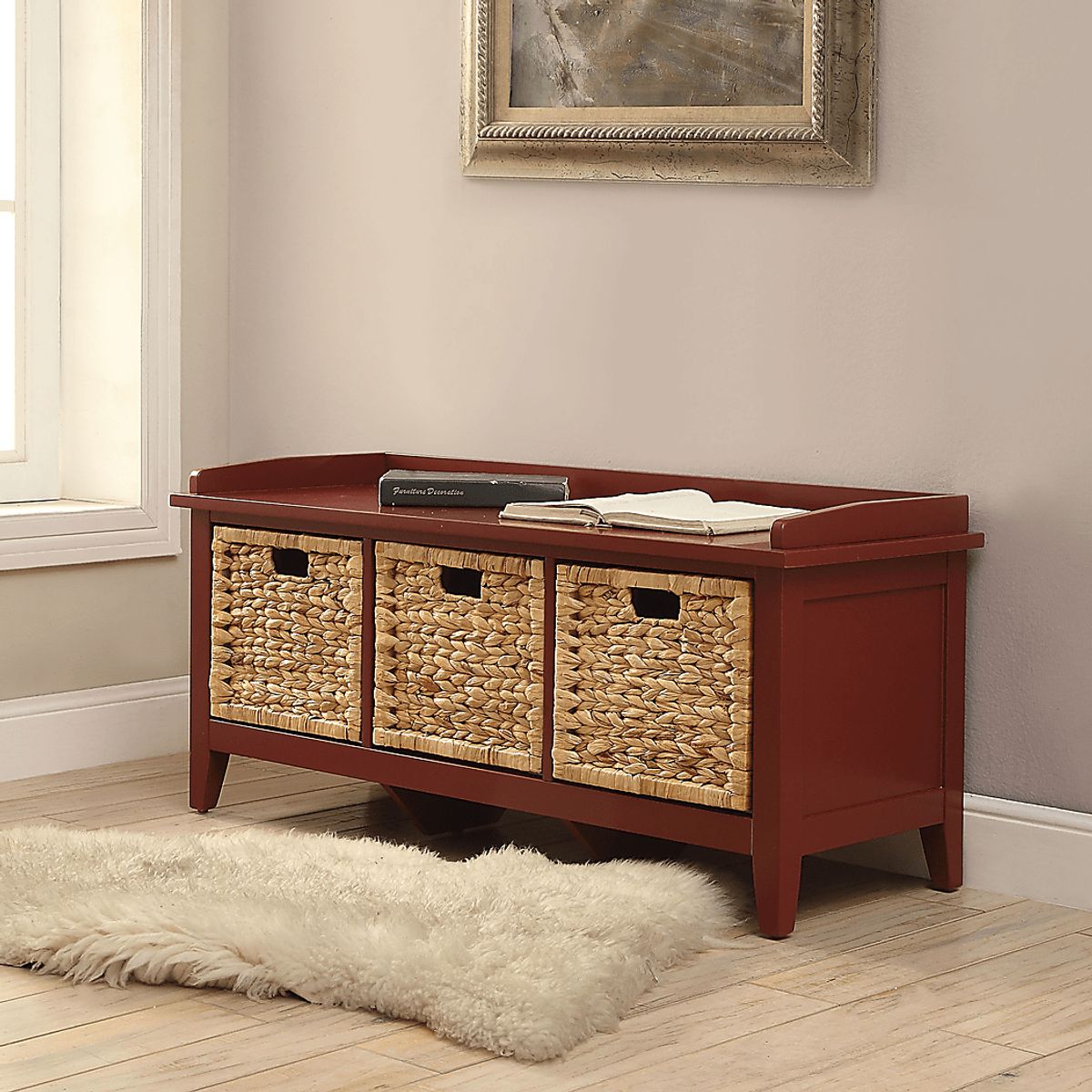 Flavius Red Colors Storage Bench | Rooms to Go