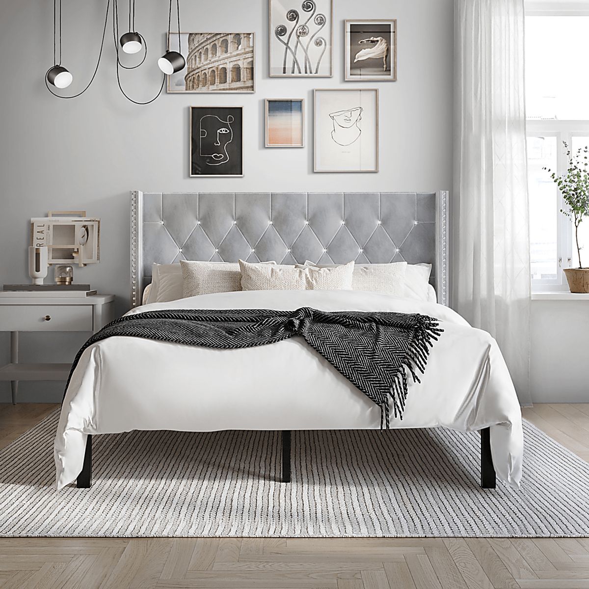 Flaxavenue Silver Gray Full Bed | Rooms to Go