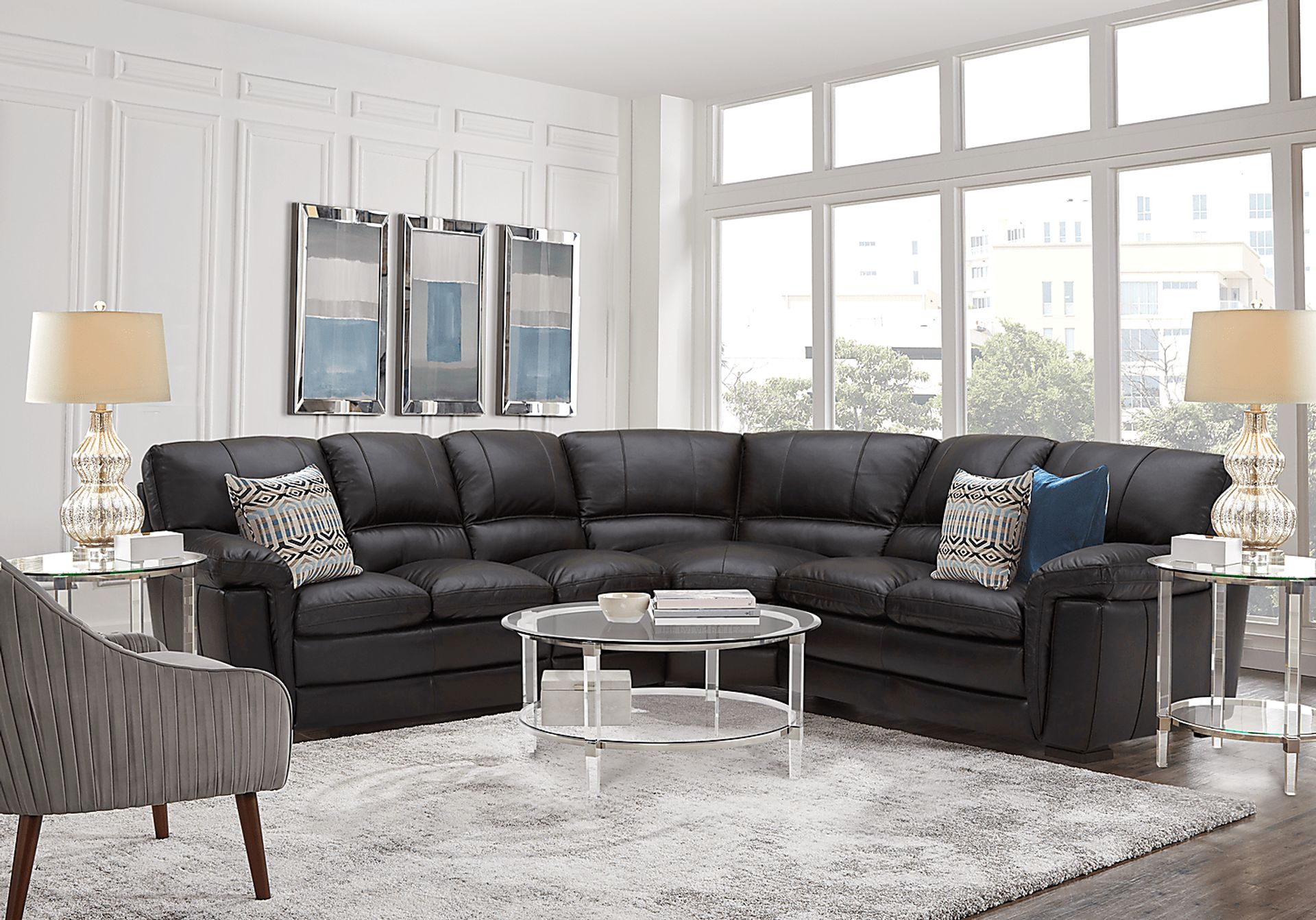 Fletcher Park Tobacco Leather 4 Pc Sectional - Image 1