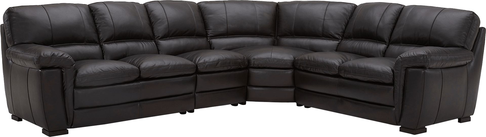 Fletcher Park Walnut Leather 4 Pc Sectional - Image 1