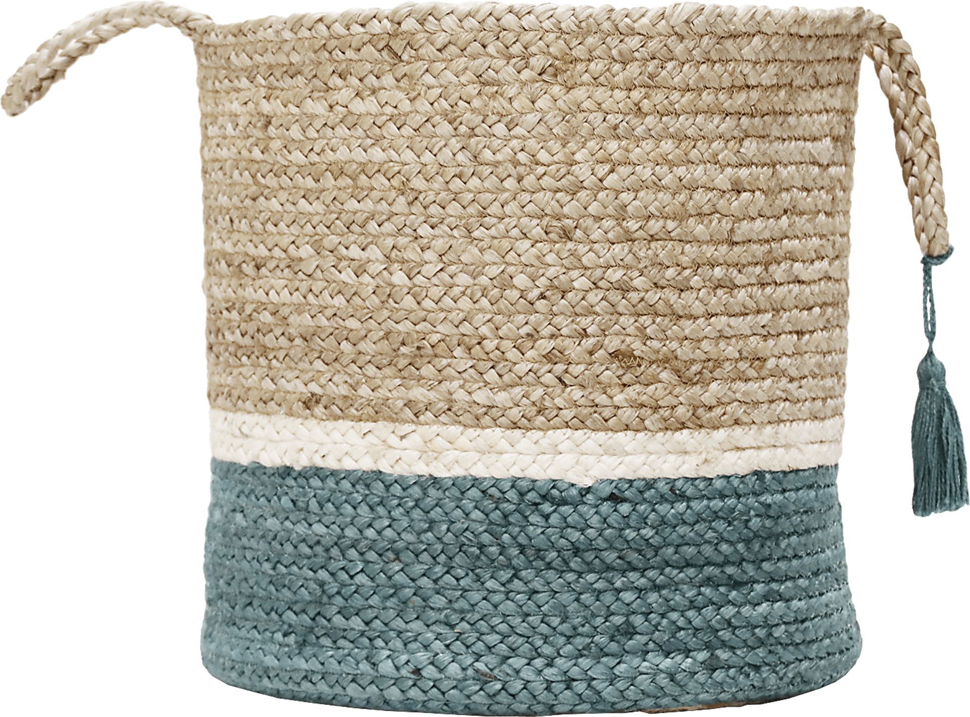 Flinar Tan/Teal 17 in. Basket - Image 1