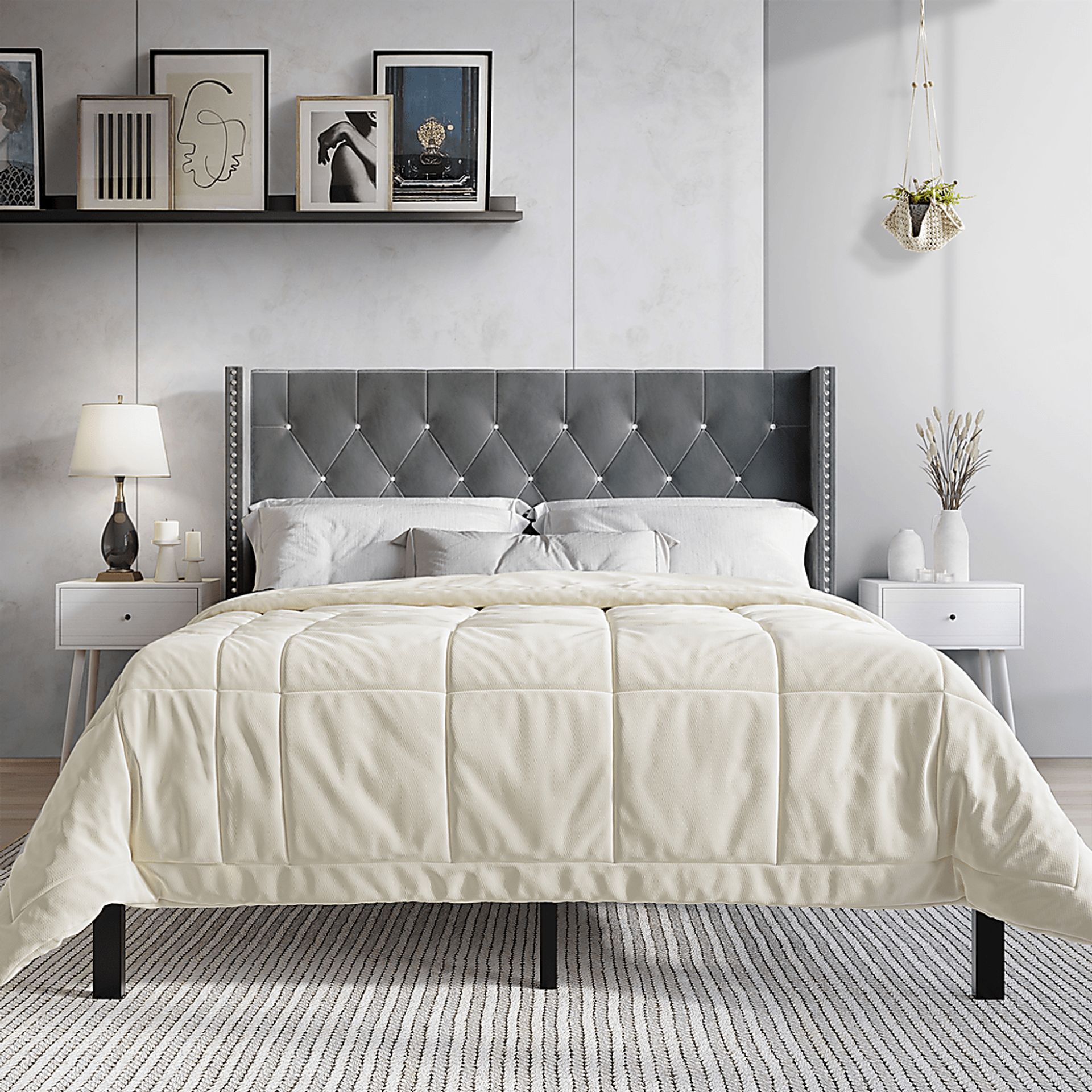 Flintrow Gray Full Bed with 2 Nightstands - Image 2