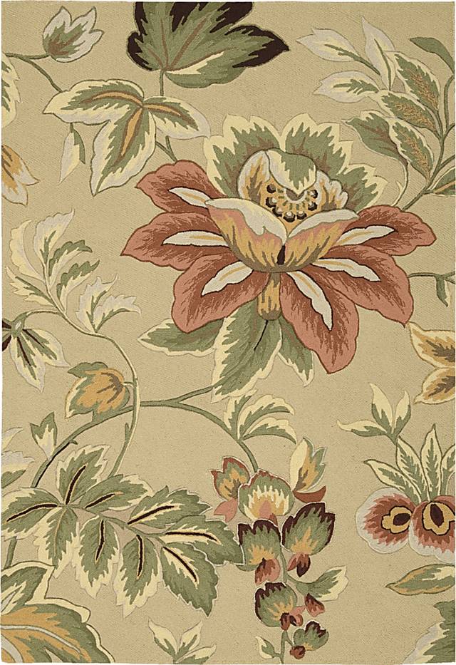 Floral Blooms Beige 5' x 7'6 Rug - Thumbnail - Image 1
