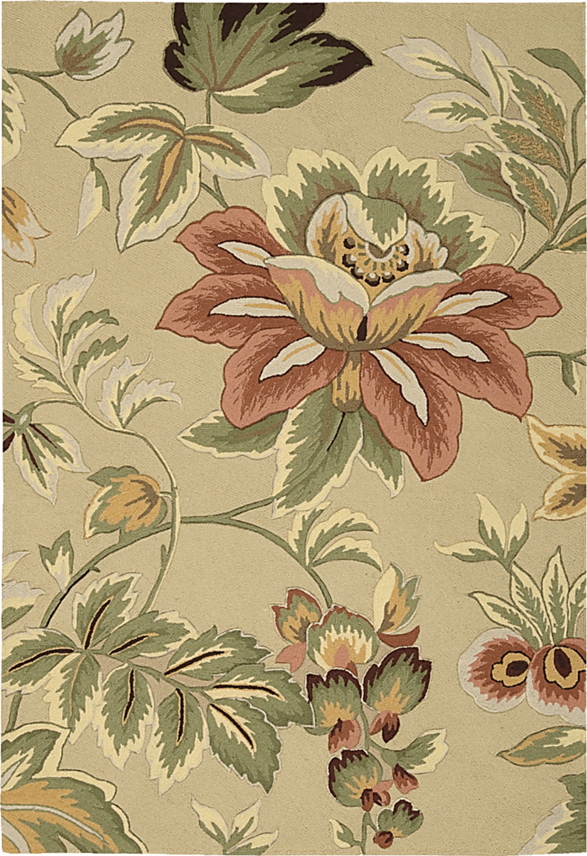 Floral Blooms Beige 5' x 7'6 Rug - Image 1