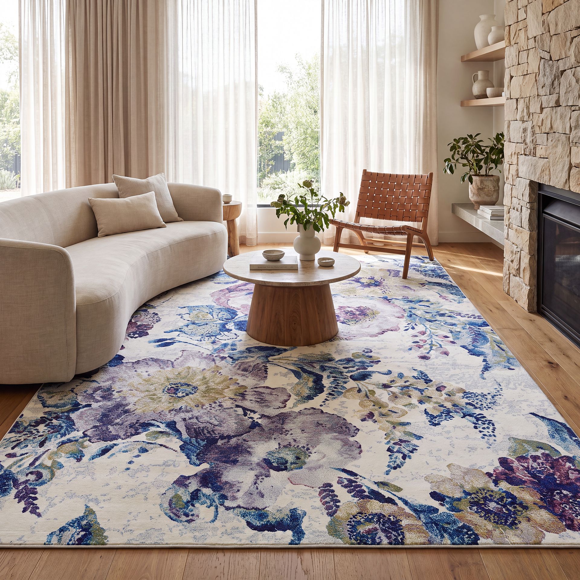 Floral Chic Blue 3'11 x 5'3 Rug - Image 2