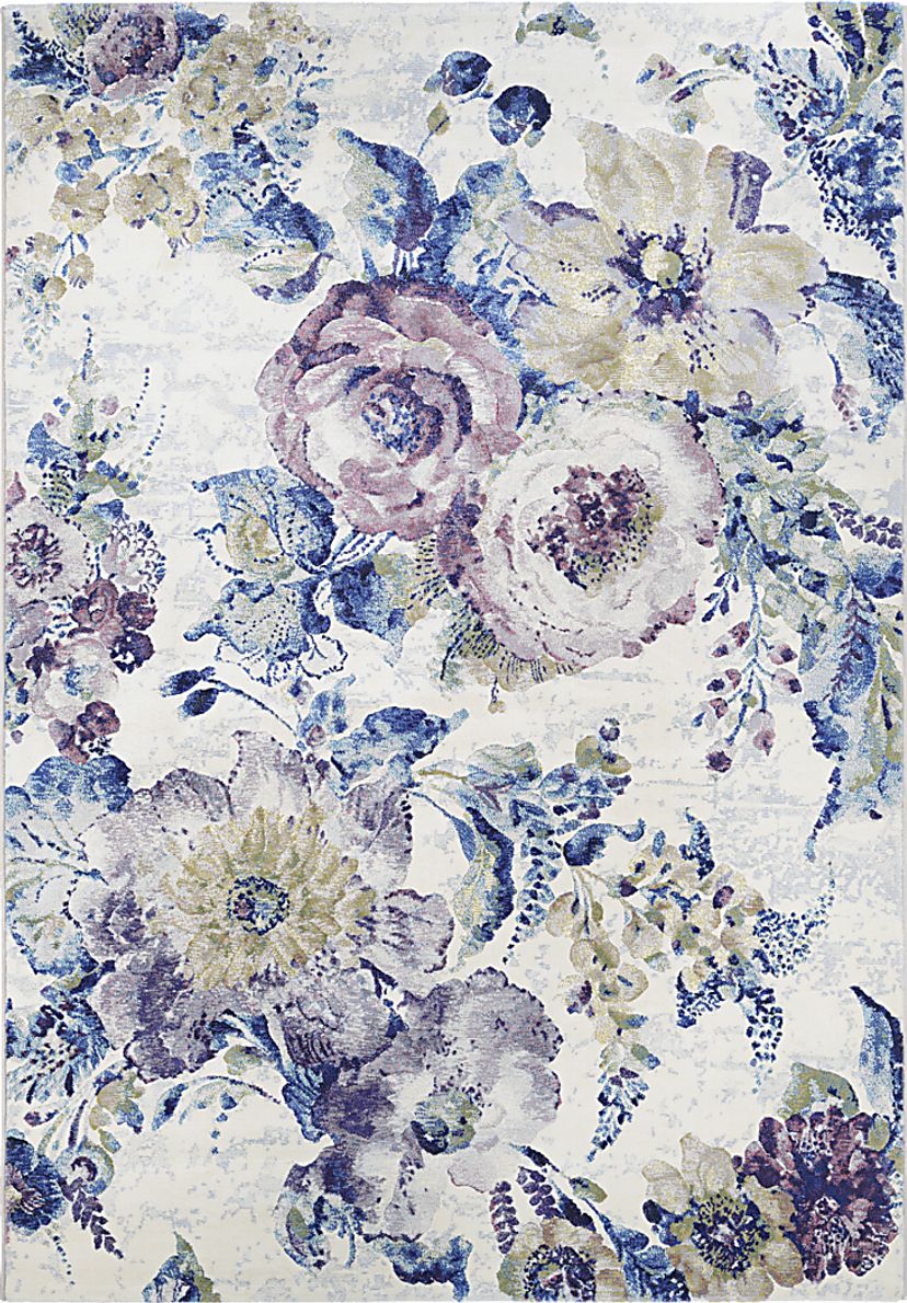Floral Chic Blue 5'3 x 7'6 Rug