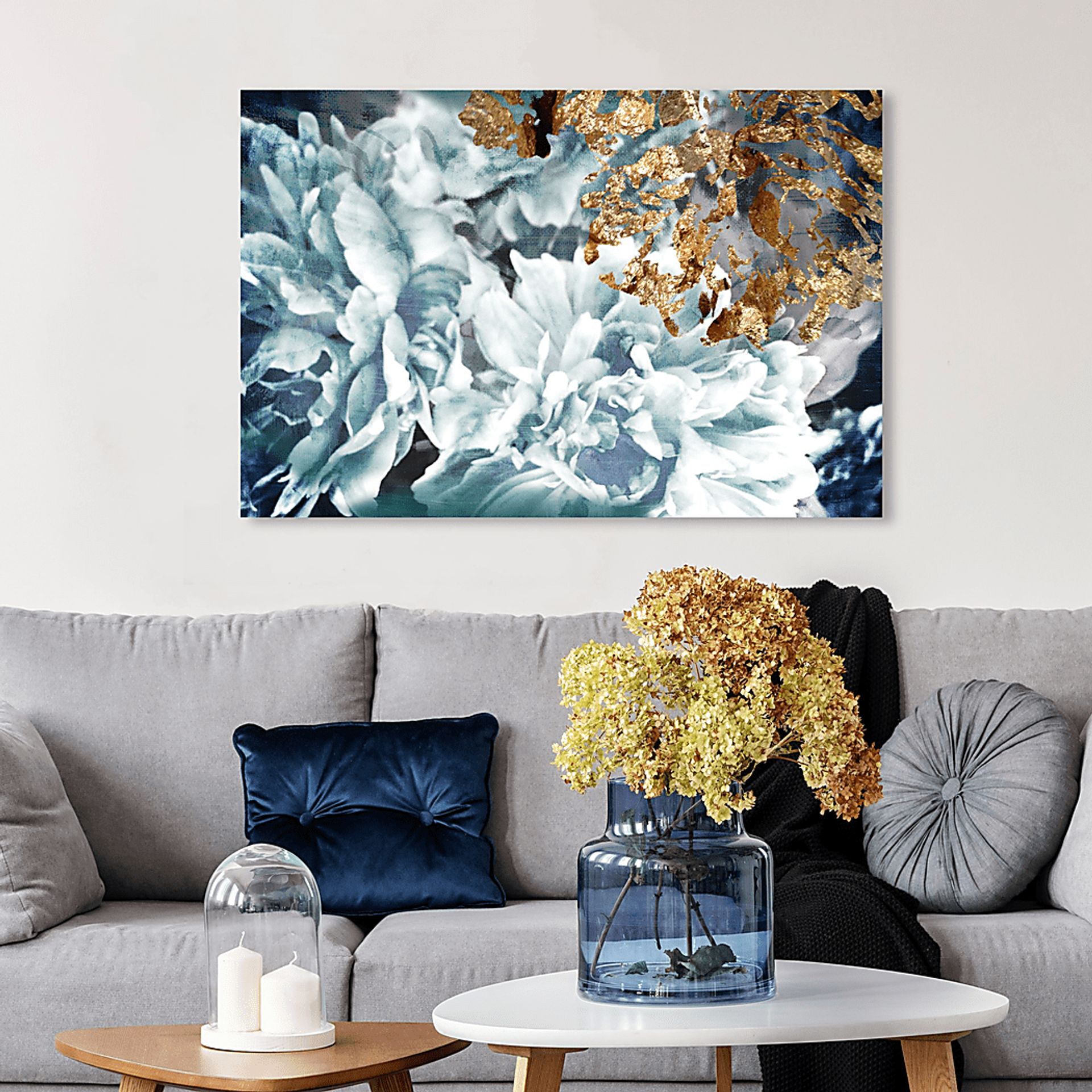 Floral Delight Blue Artwork - Image 4